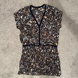 Maje Blue Multi Julia Abstract leopard mini dress size 1/S